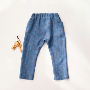 Woodland Sky Check Linen Slouch Style Pants