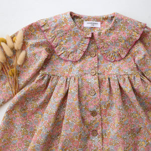 Long Sleeve Frilled Collar Button Front Dress in Nell Annie & May Liberty Print
