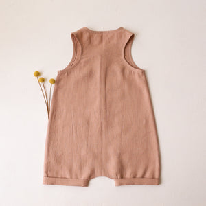 Clay Linen Short Legs Tank Jumpsuit | “Bumblebee” Embroidery