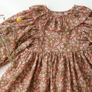 Puff Sleeve Ruffle Collar Dress in Emma Louise Liberty Print