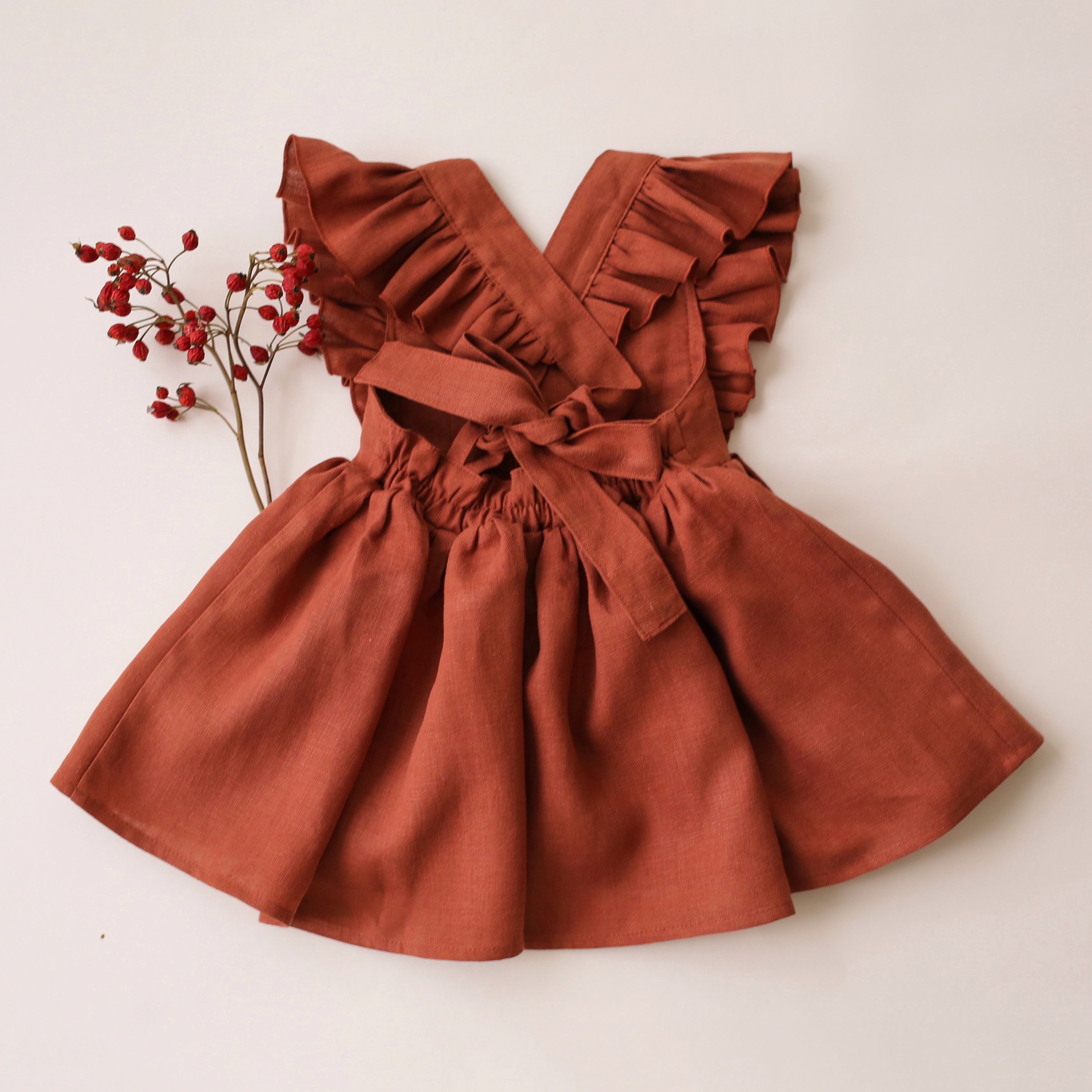 Rust Linen Vintage Dress