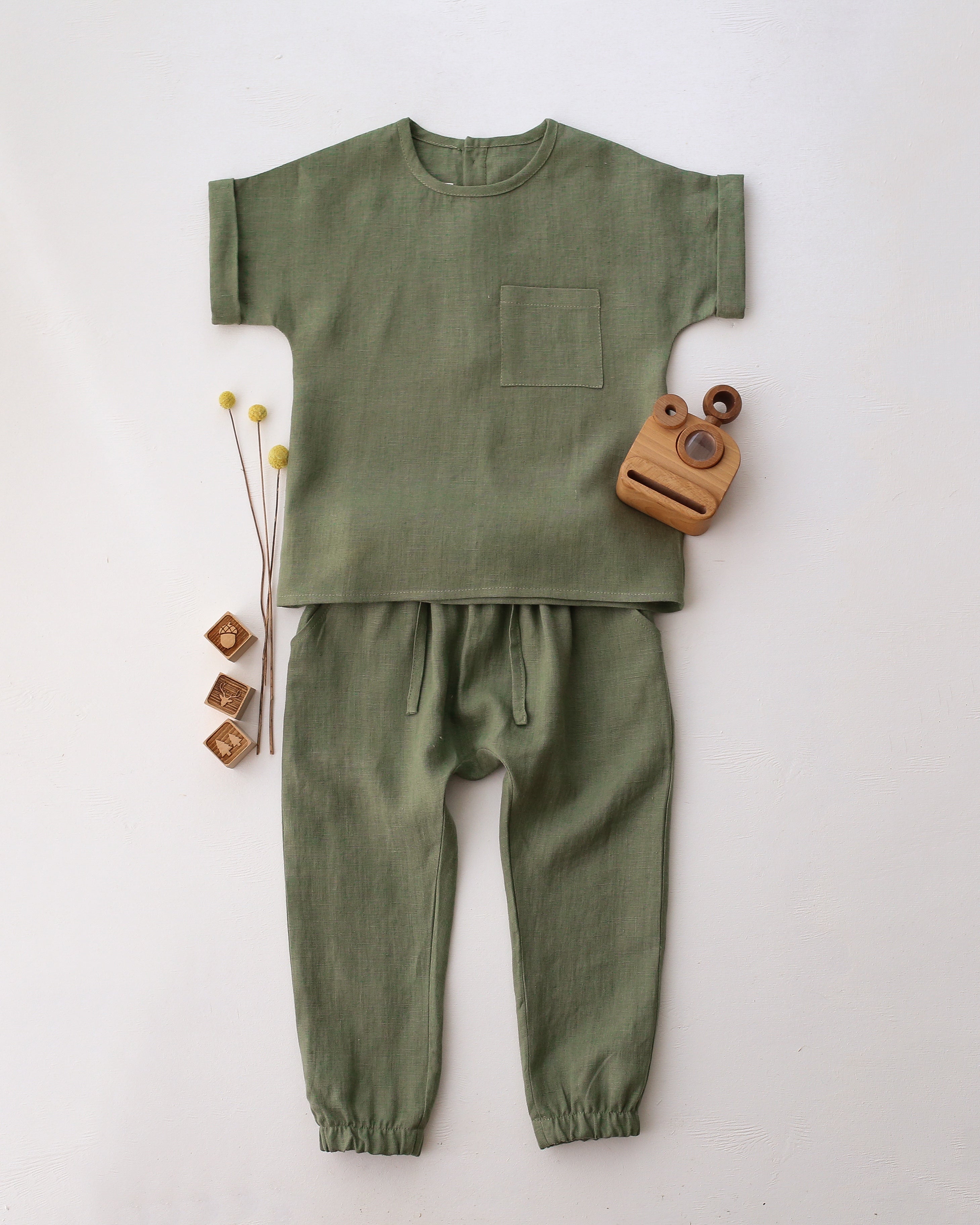 Olive Linen Harem Pants