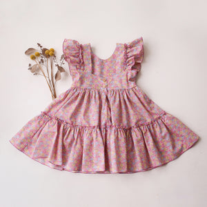 Ruffled Front Tiered Dress in Sadie Rose Liberty Print
