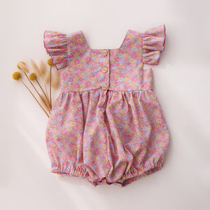 Flutter Sleeve Square Neckline Bubble Playsuit in Sadie Rose Liberty Print