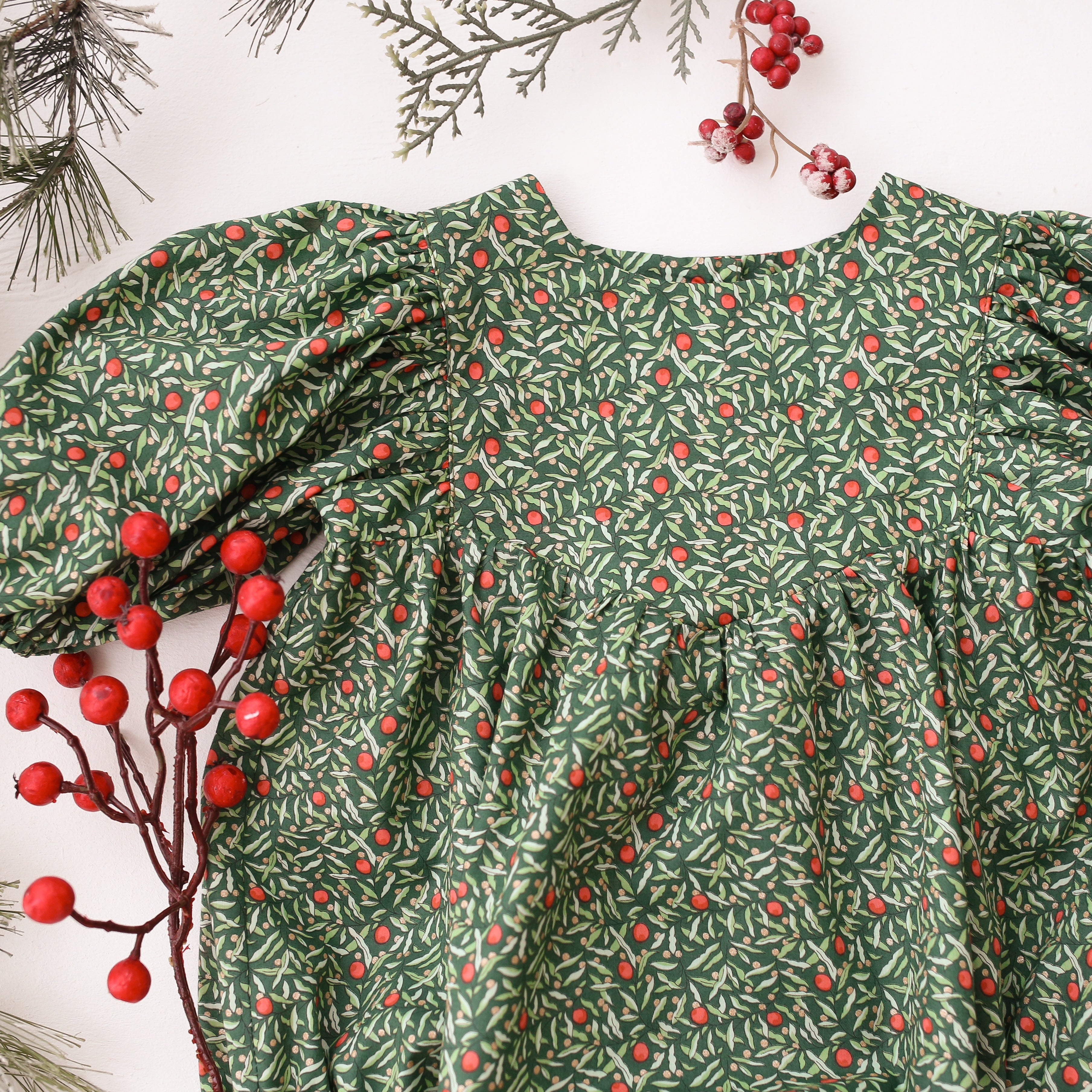 Puff Sleeve V-Bodice Bubble Playsuit in Joyous Juniper Liberty Print