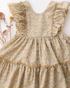 Ruffled Front Tiered Dress in Betsy Ann Liberty Print