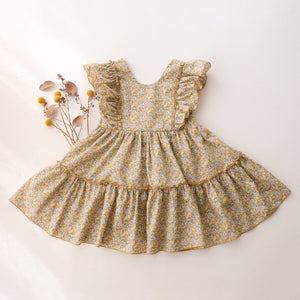 Ruffled Front Tiered Dress in Betsy Ann Liberty Print