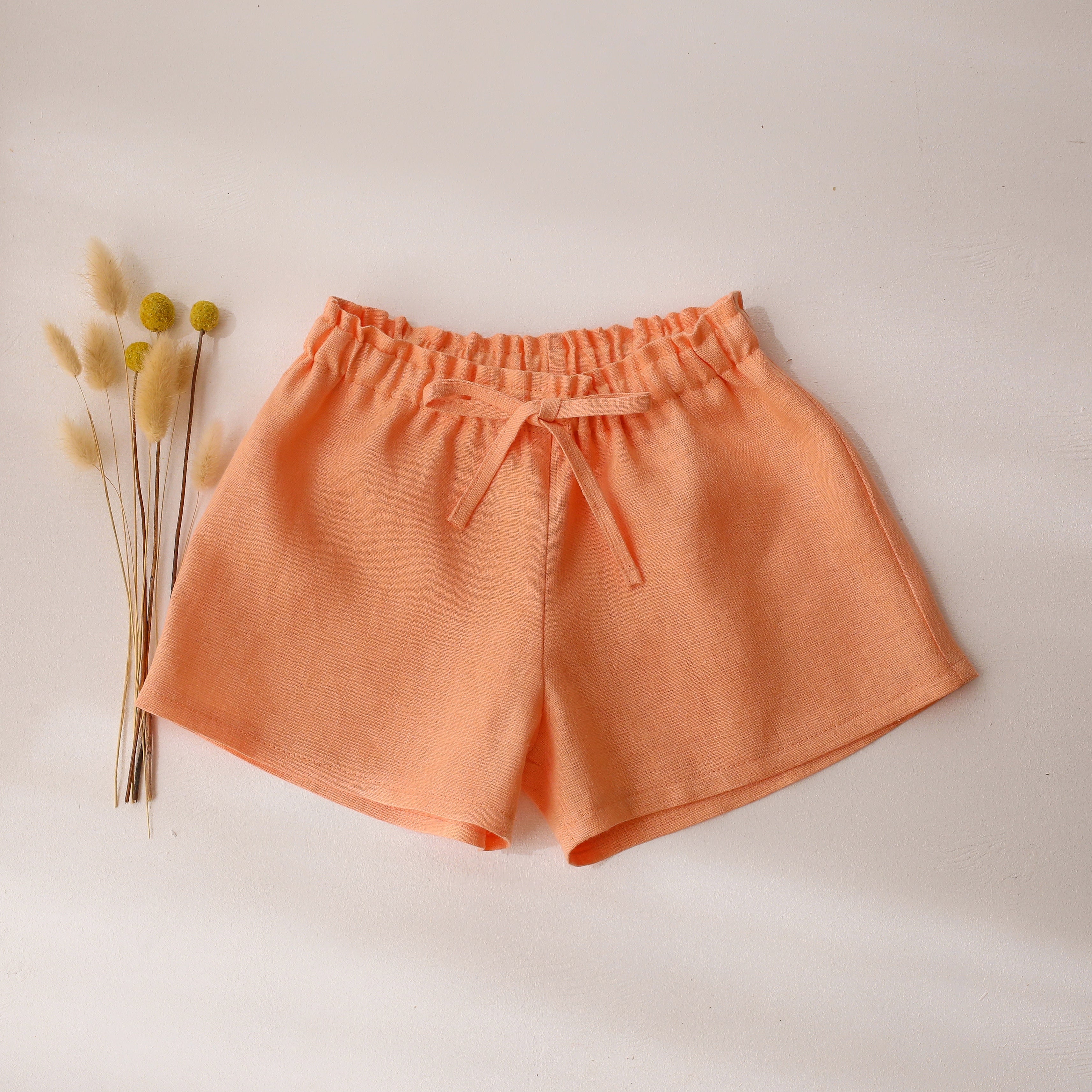 Peach Linen Bermuda Shorts