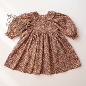 Puff Sleeve Ruffle Collar Dress in Emma Louise Liberty Print