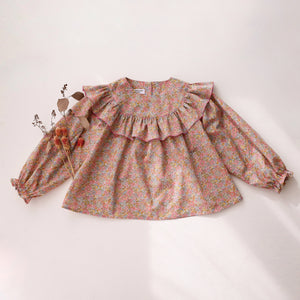 Long Sleeve Ruffle Round Yoke Blouse in Nell Annie & May Liberty Print
