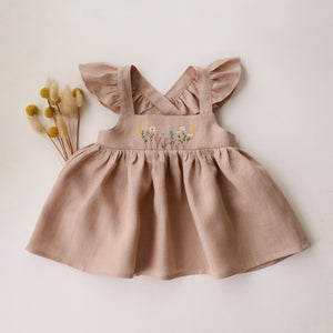 Beihe Linen Flutter Straps Top with “Wheat Flower Field” Embroidery