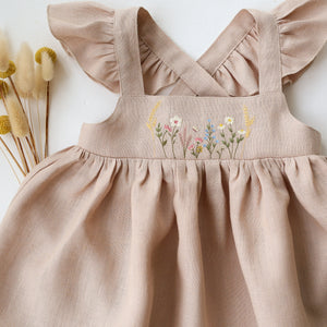 Beihe Linen Flutter Straps Top with “Wheat Flower Field” Embroidery