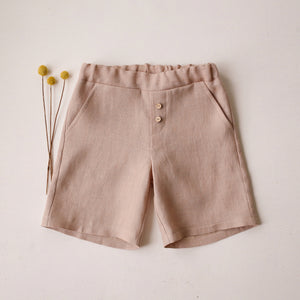 Beige Linen Relaxed Fit Shorts