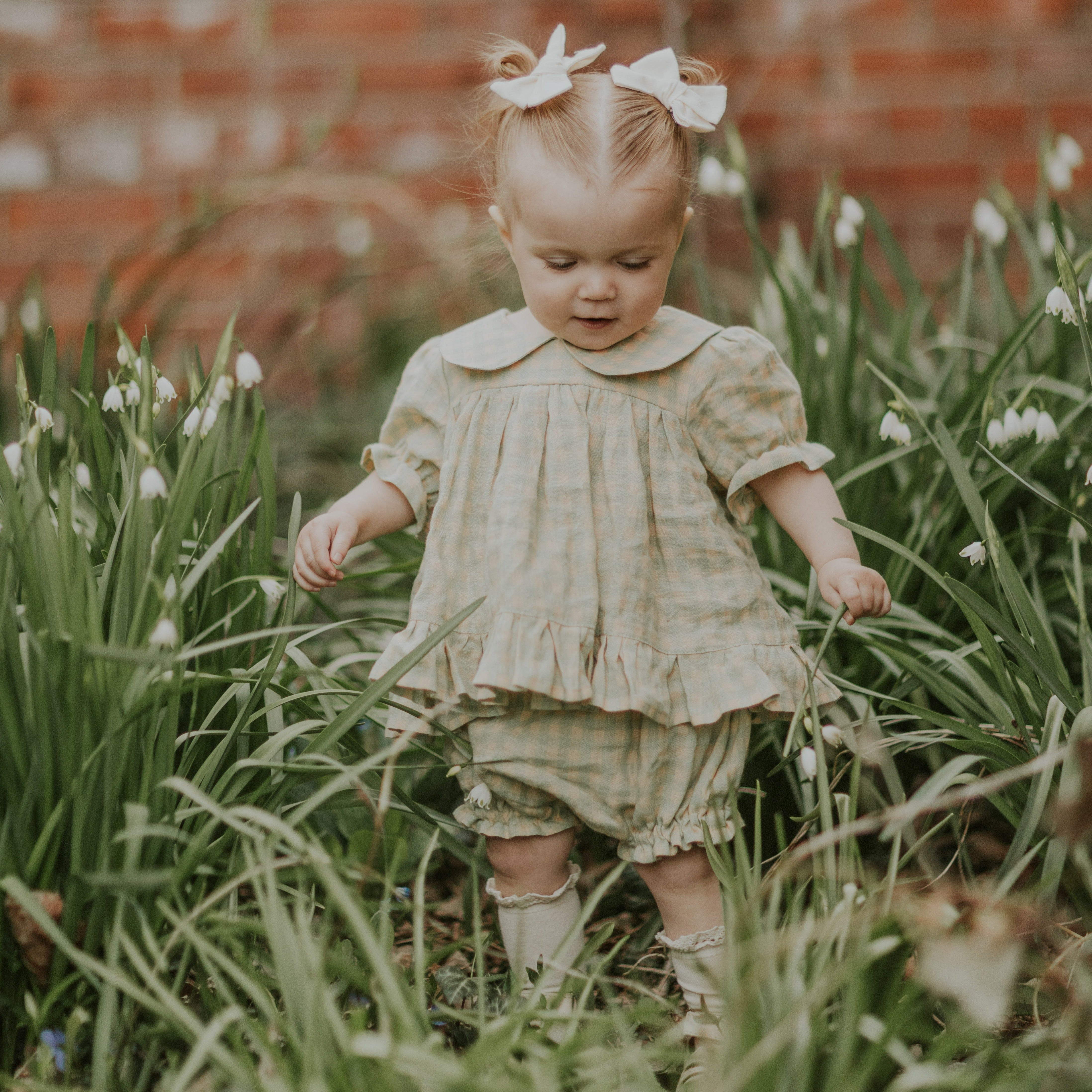 Green Gingham Linen Frills Bloomers