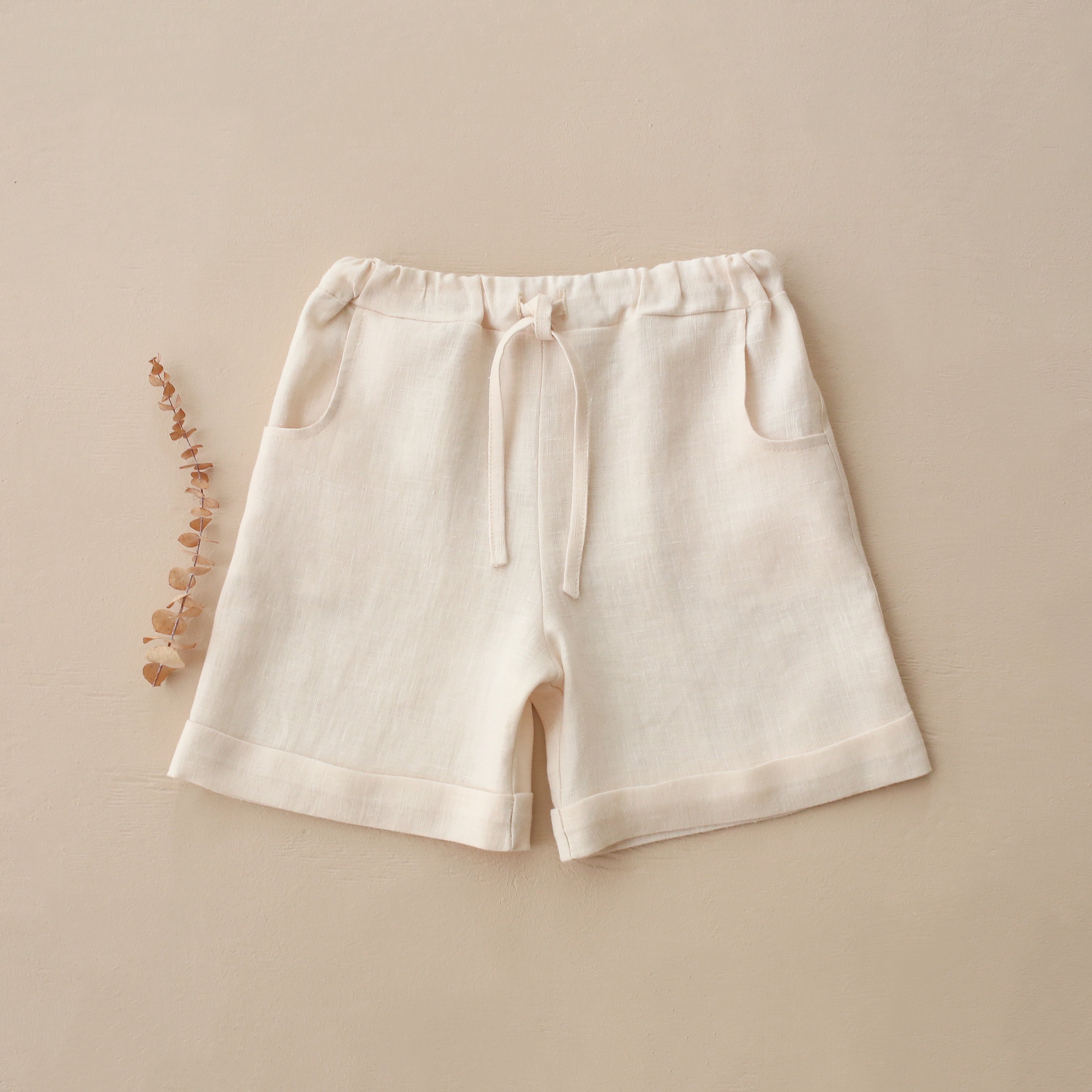パンツ theredthread chain zip shorts ivory Ivory Linen Cuffed Shorts – Dannie and Lilou