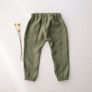 Olive Linen Harem Pants