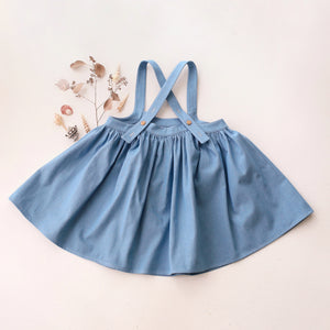 Light Blue Denim Straps Pinafore with Pockets with “Shells” Embroidery