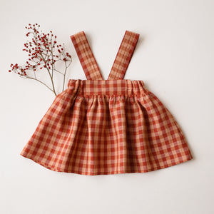 Butternut Check Check Linen Pintuck Straps Pinafore