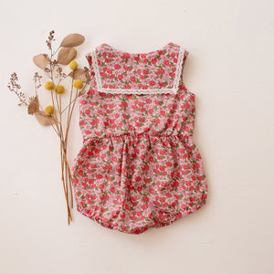 Square Collar Bubble Playsuit with Lace in Charmian Liberty Print