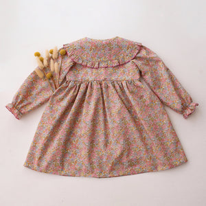 Long Sleeve Frilled Collar Button Front Dress in Nell Annie & May Liberty Print
