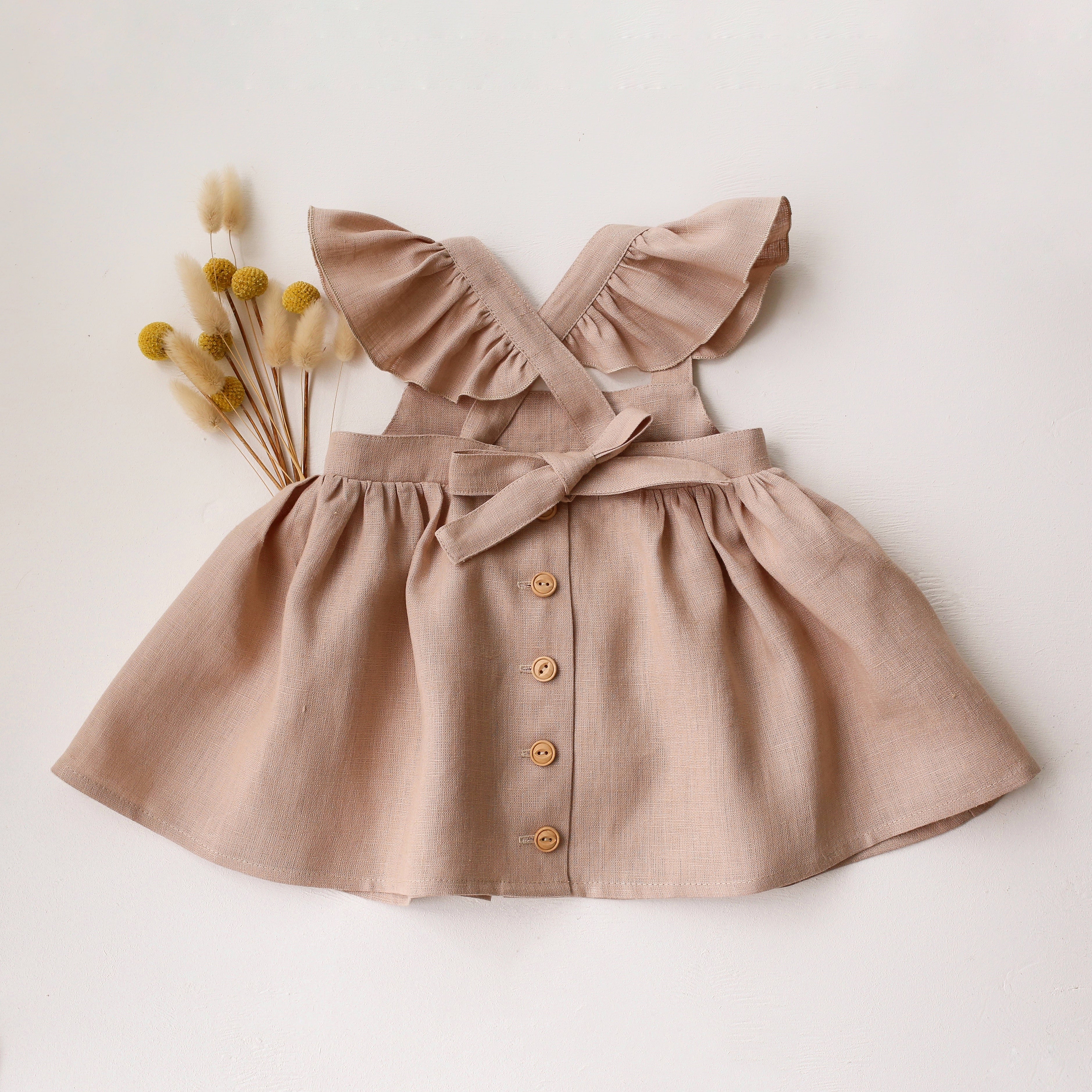 Beihe Linen Flutter Straps Top with “Wheat Flower Field” Embroidery