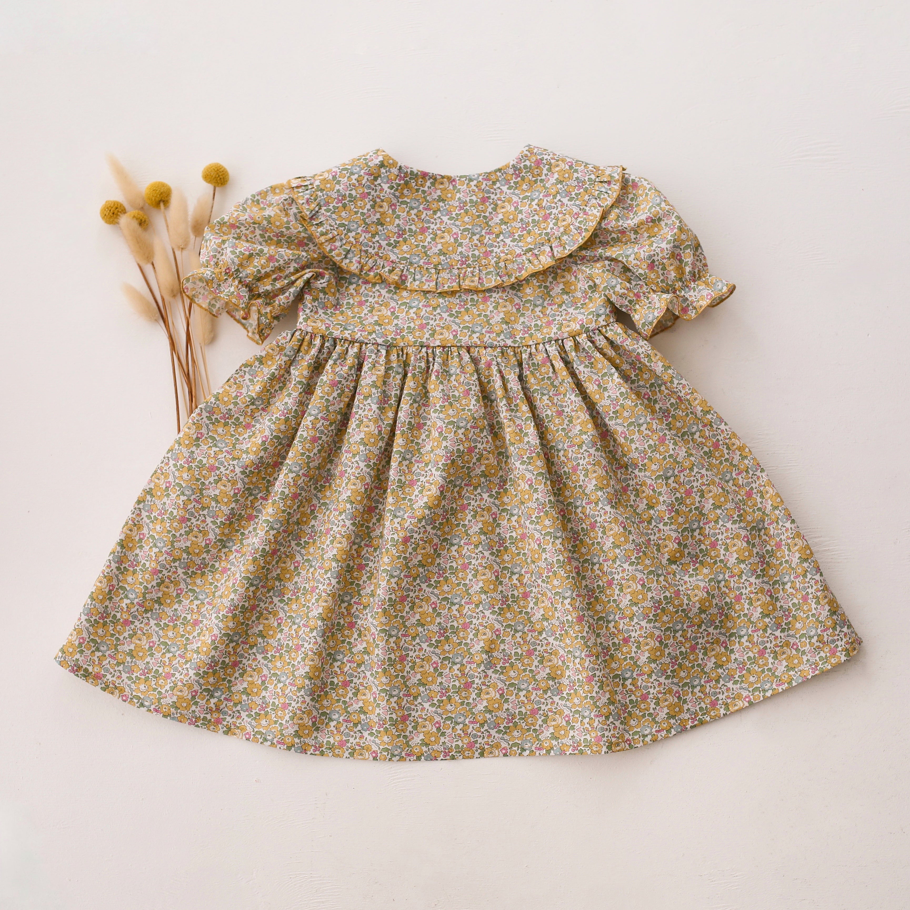 Short Sleeve Frilled Collar Dress in Betsy Ann Liberty Print