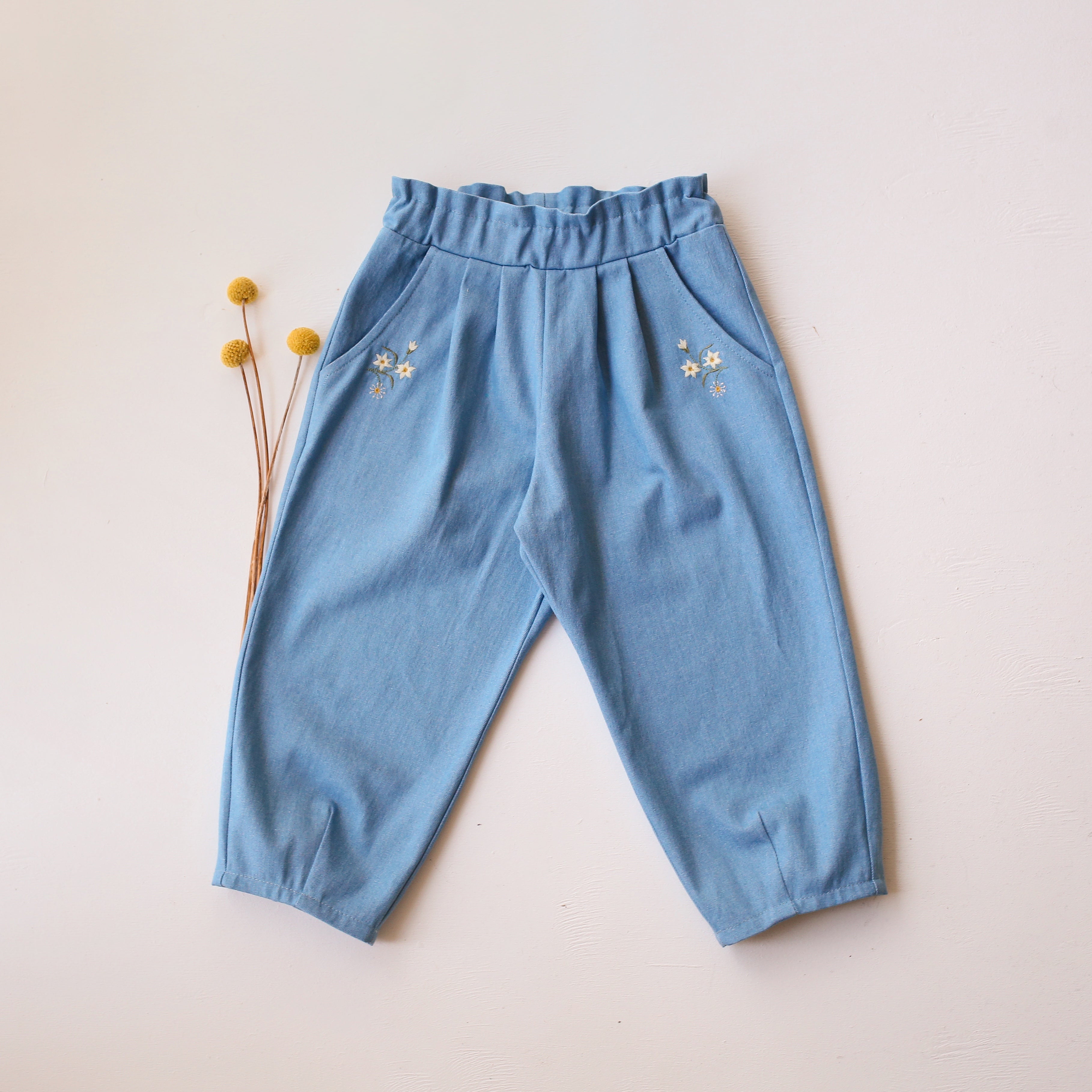 Light Denim Paperbag Waist Trousers