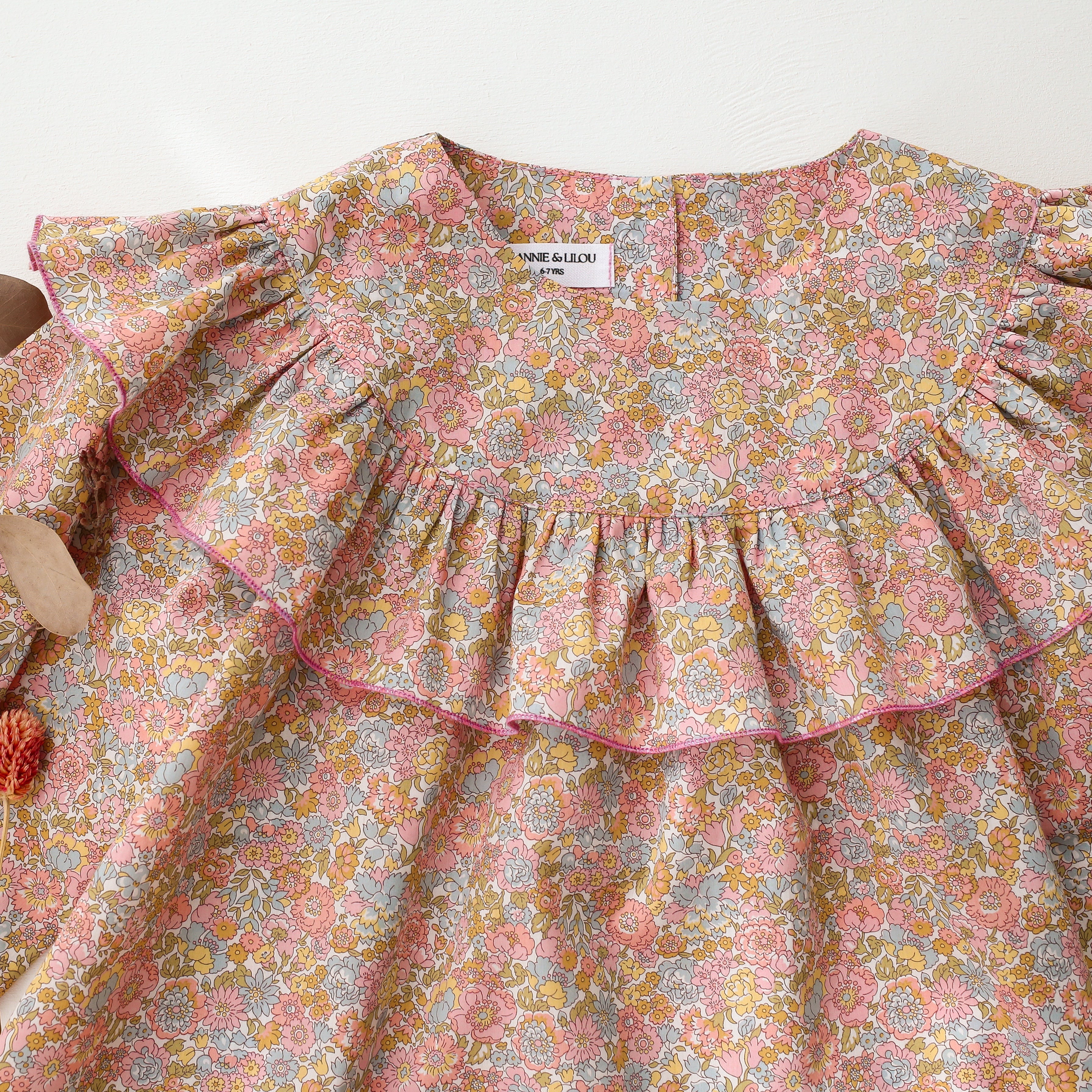 Long Sleeve Ruffle Round Yoke Blouse in Nell Annie & May Liberty Print