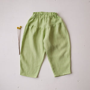 Spring Green Linen Ankle Cropped Pants