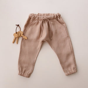 Beige Linen Harem Pants