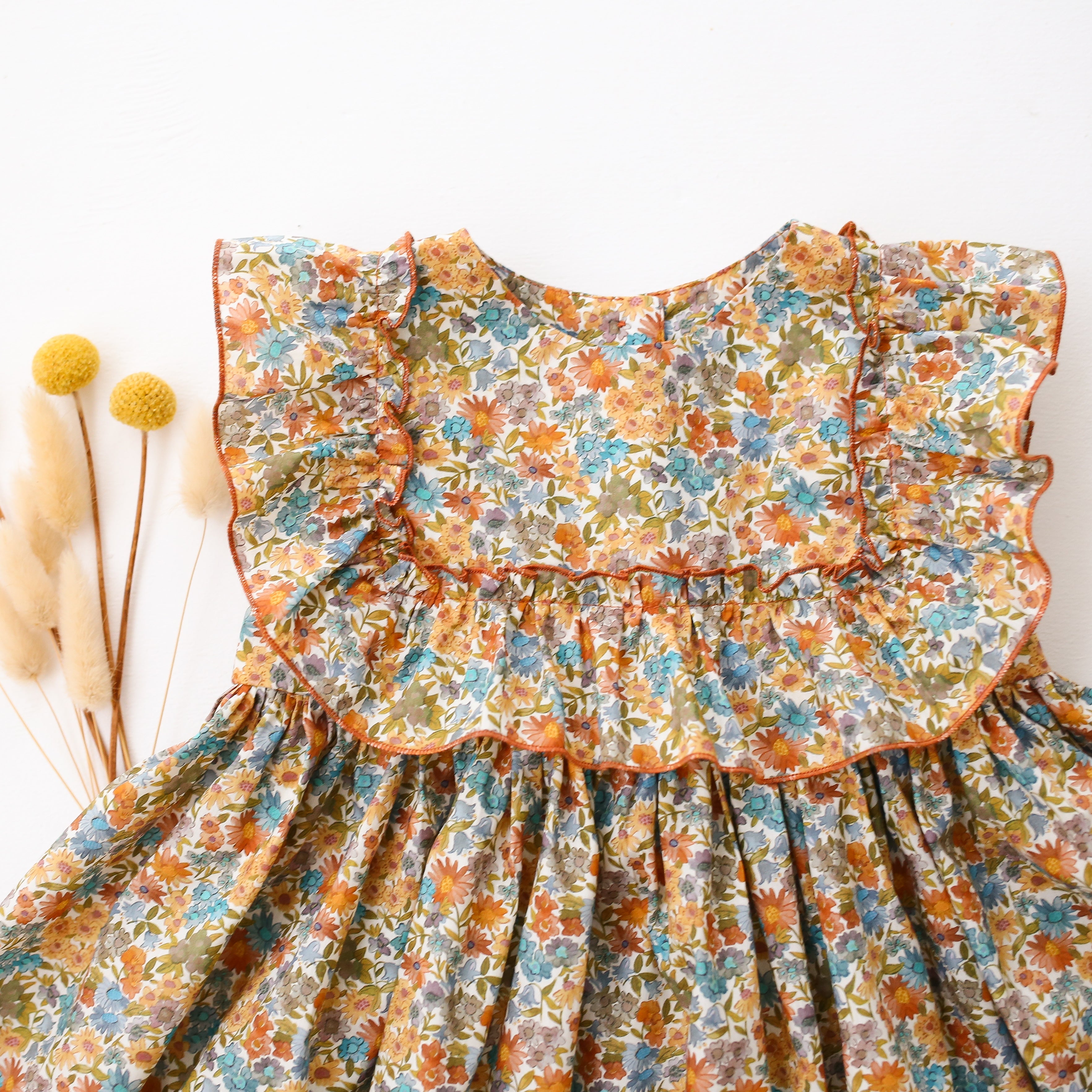Wide Bodice Ruffle Dress in Liberty Print – Dannie and Lilou