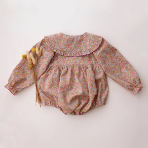 Long Sleeve Frilled Collar Button Front Bubble Playsuit in Nell Annie & May Liberty Print