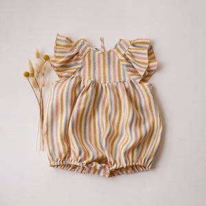 Rainbow Linen Flutter Sleeve Tie Back Bubble Playsuit