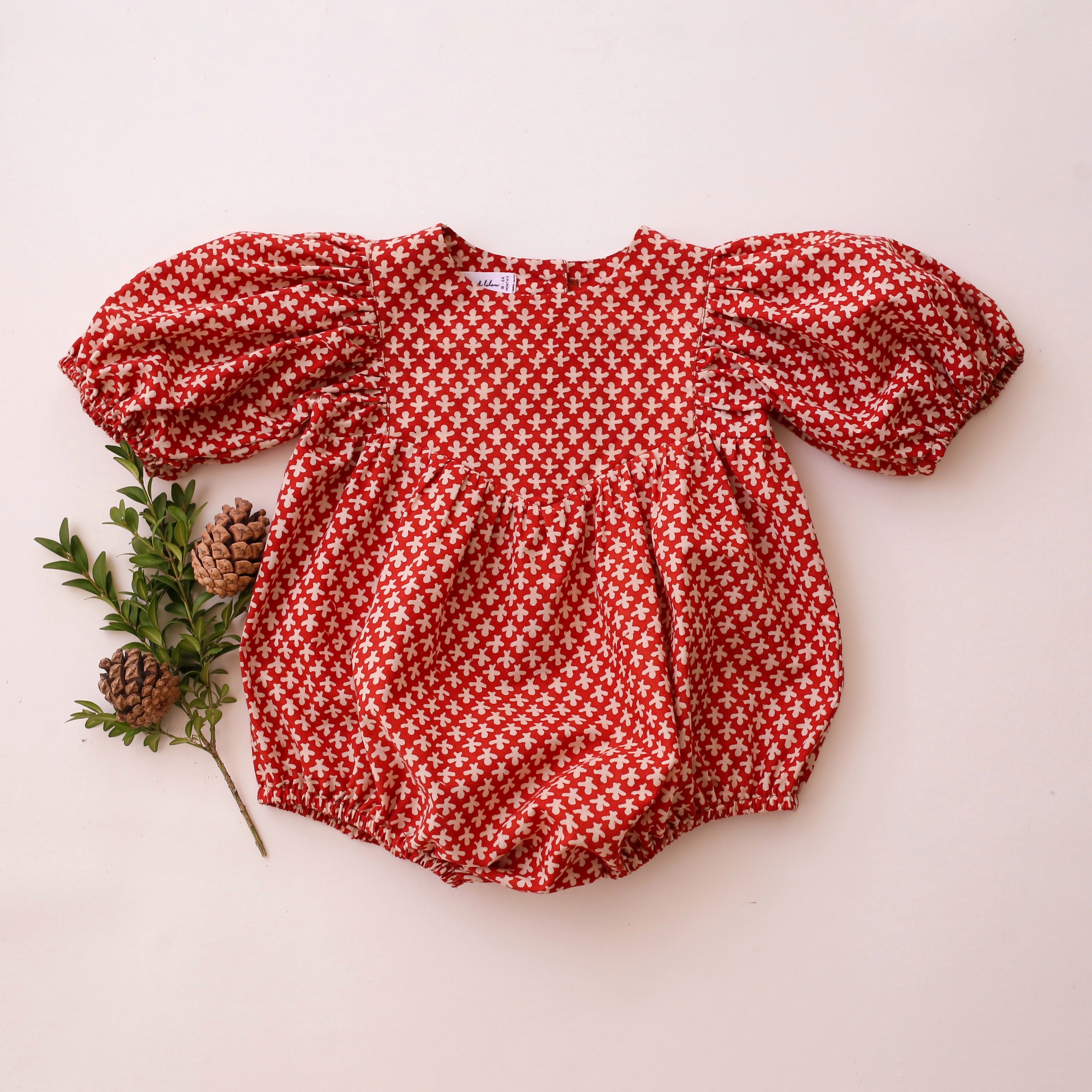 0-3 months - 6-12 months - Petite Florals Cotton Puff Sleeve V-Bodice Bubble Playsuit