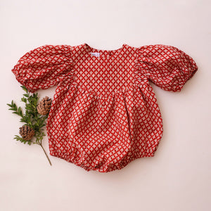 0-3 months - 6-12 months - Petite Florals Cotton Puff Sleeve V-Bodice Bubble Playsuit
