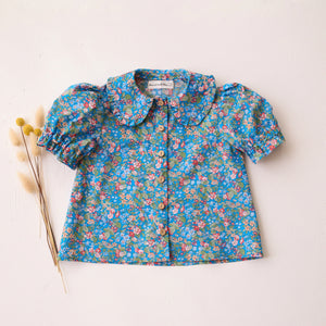Hedgerow Ramble Short Sleeve Frilled Collar Button Front Blouse