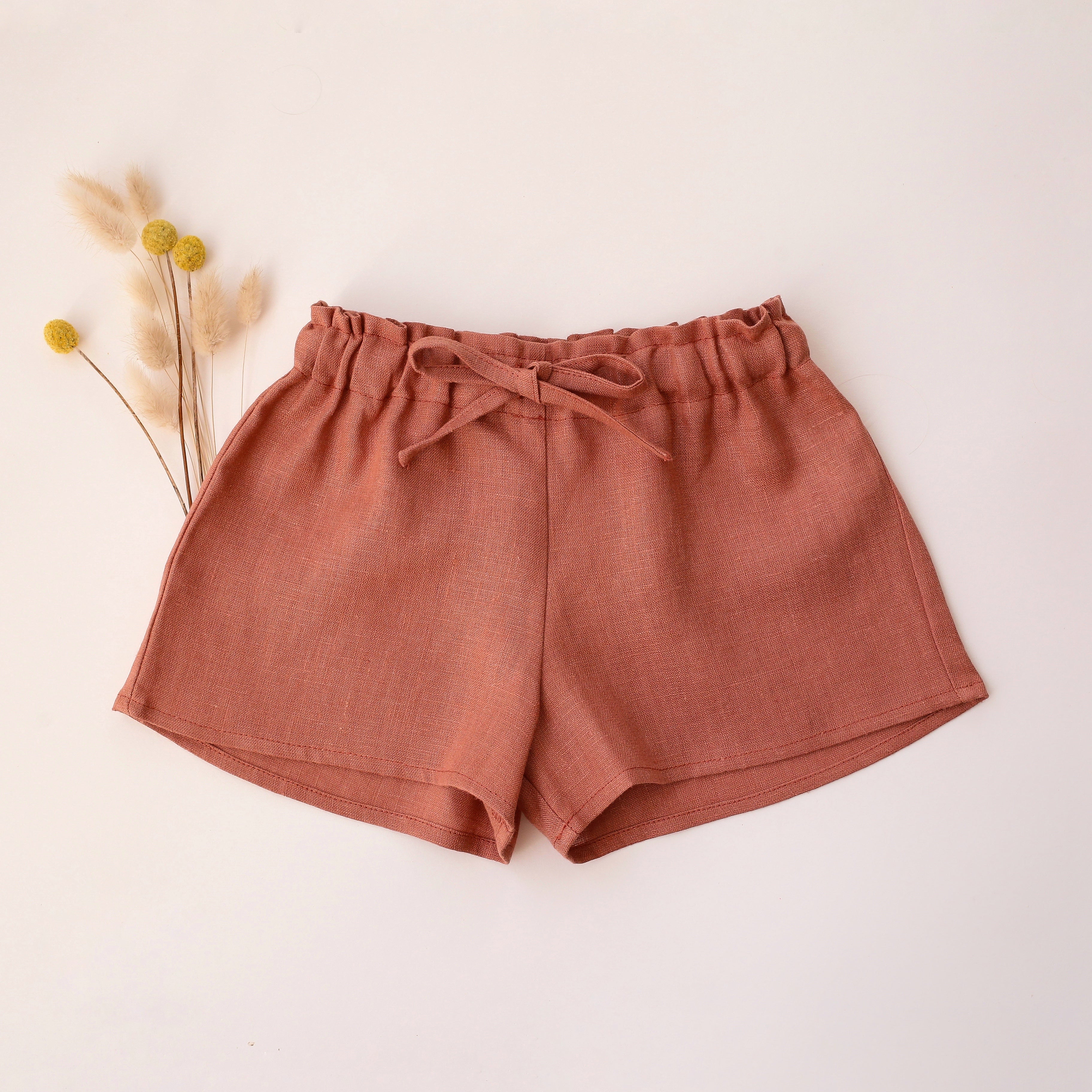 Rose Bouquet  Linen Bermuda Shorts