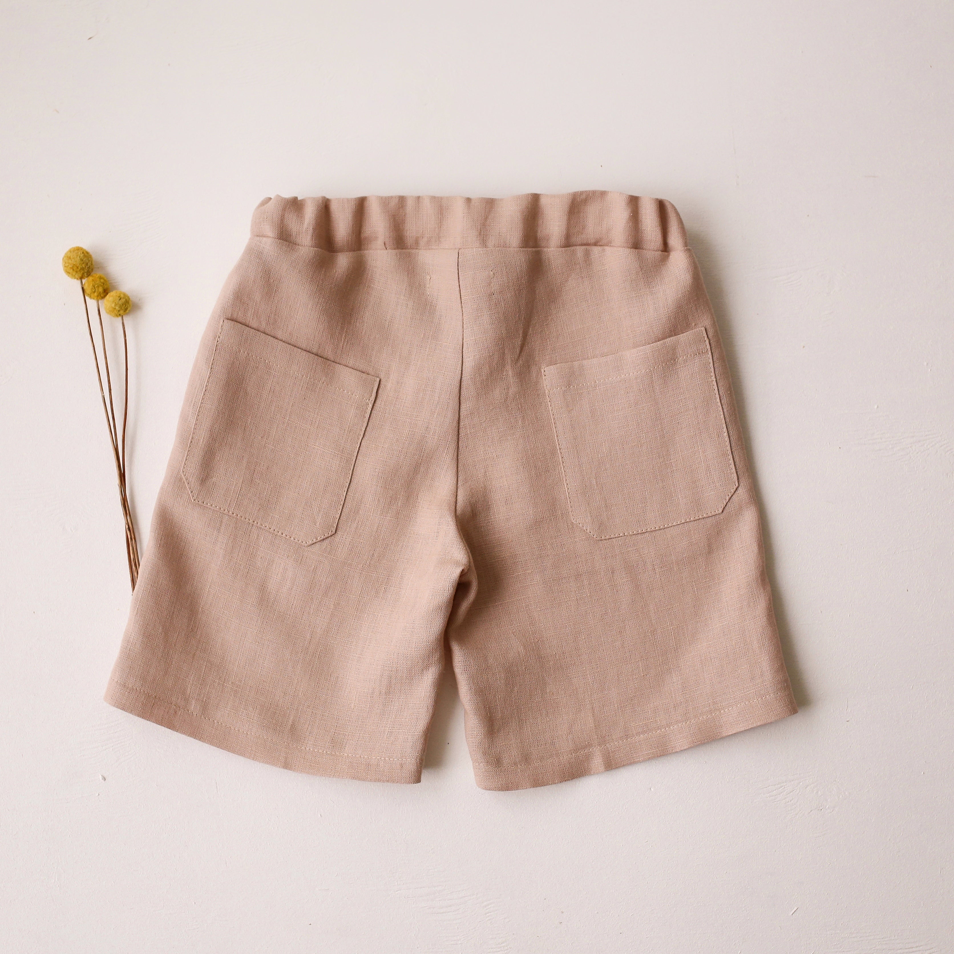 Beige Linen Relaxed Fit Shorts