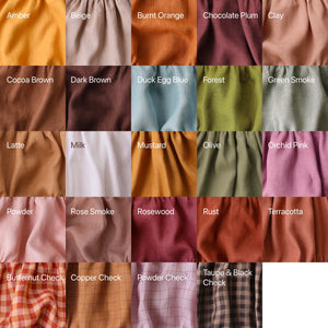 Chocolate Plum Linen Long Sleeve Ruffled Bodice Dress