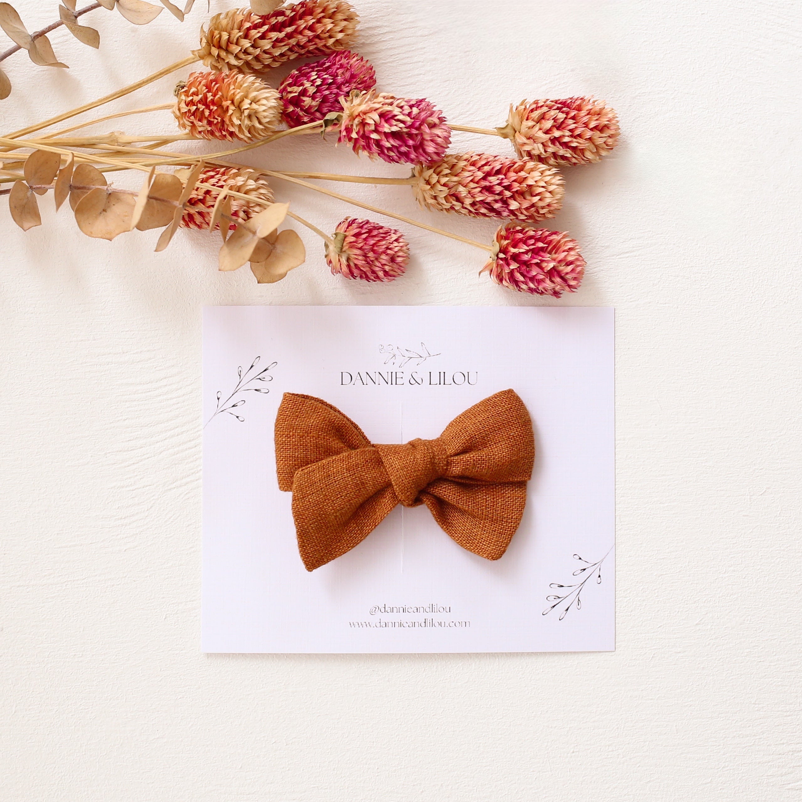Everly Hair Bow in Burnt Orange Linen