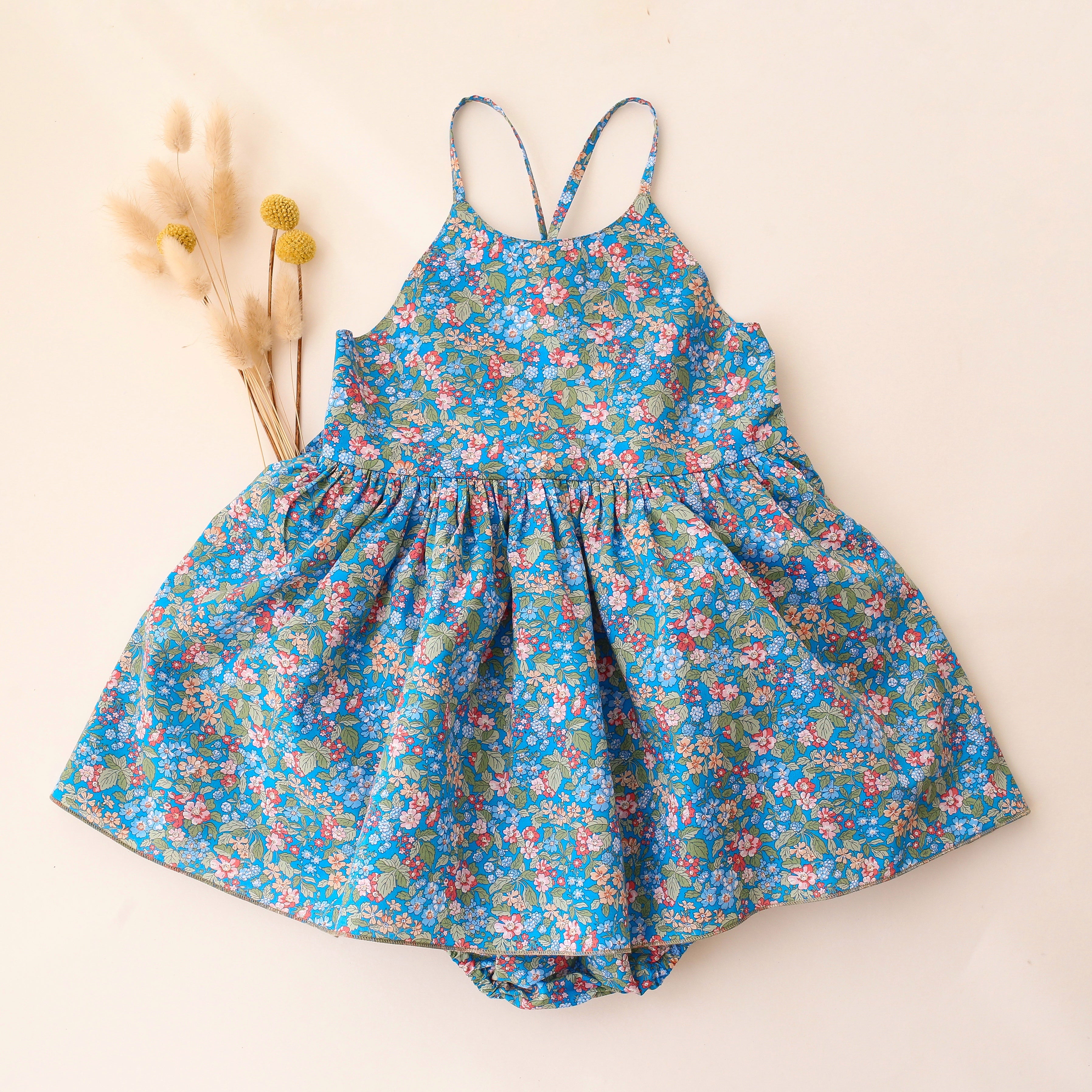 Skirted Bubble Playsuit in Hedgerow Ramble Liberty Print