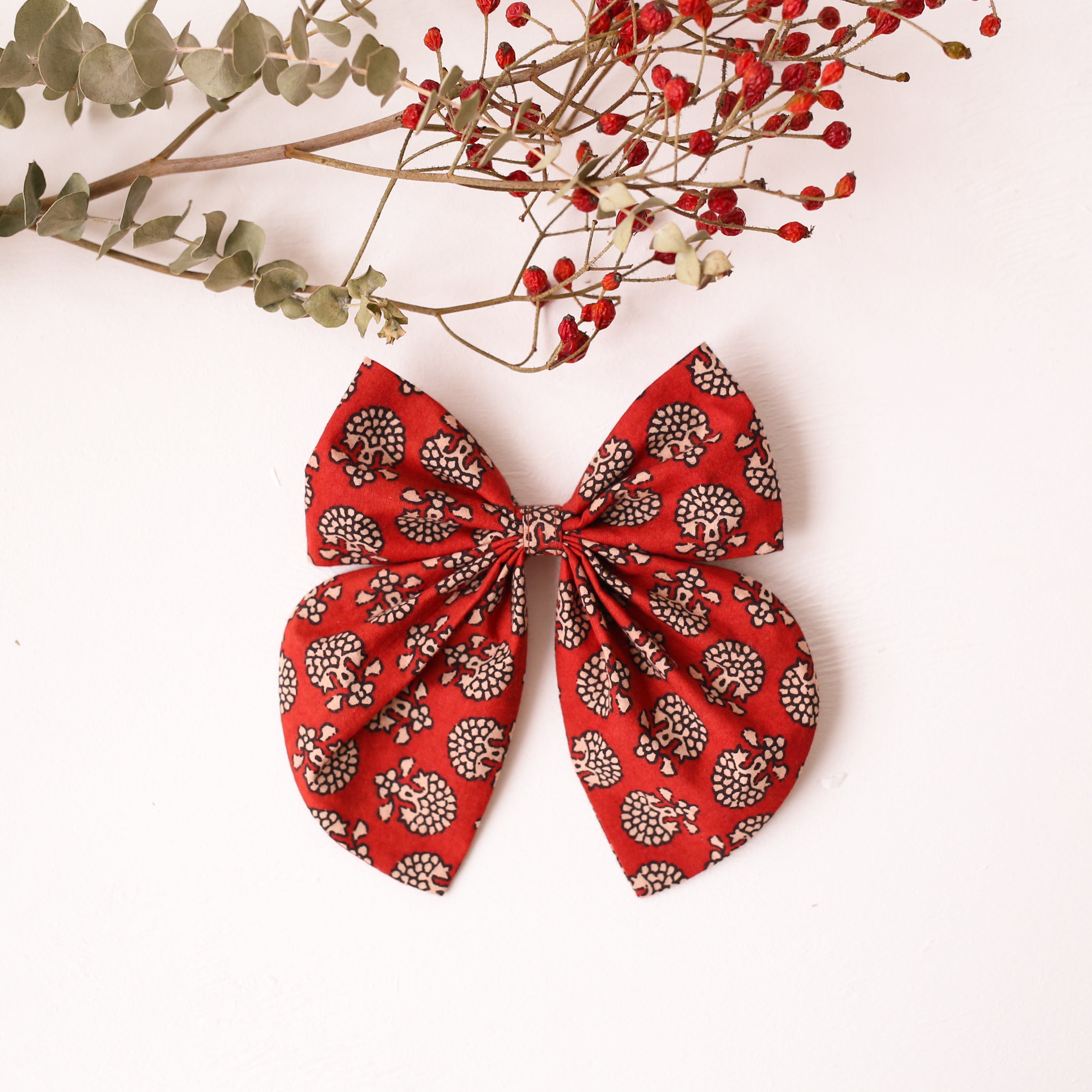 Bella Hair Bow in Festive Florals