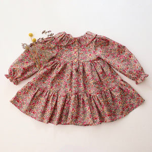 Long Sleeve Peter Pan Collar Tiered Dress in Babingdon Liberty Print