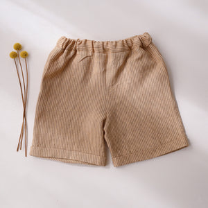 Desert Tan Stripe Linen Cuffed Shorts