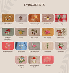 Powder Linen Detachable Scalloped Collar with “Cherry” Embroidery