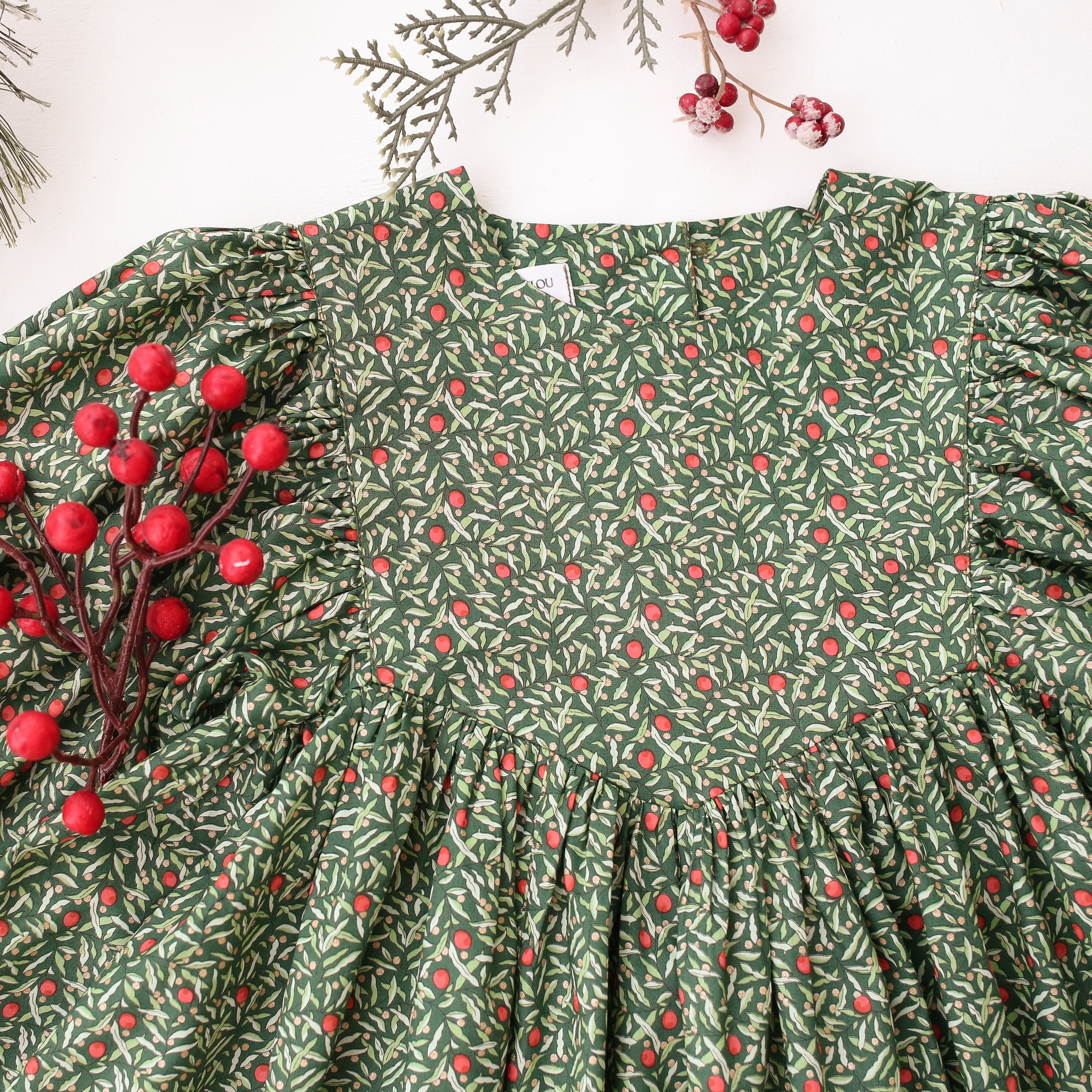 Puff Sleeve V-Bodice Dress in Joyous Juniper Liberty Print