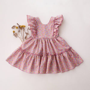 Ruffled Front Tiered Dress in Sadie Rose Liberty Print