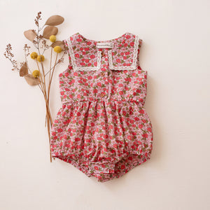 Square Collar Bubble Playsuit with Lace in Charmian Liberty Print