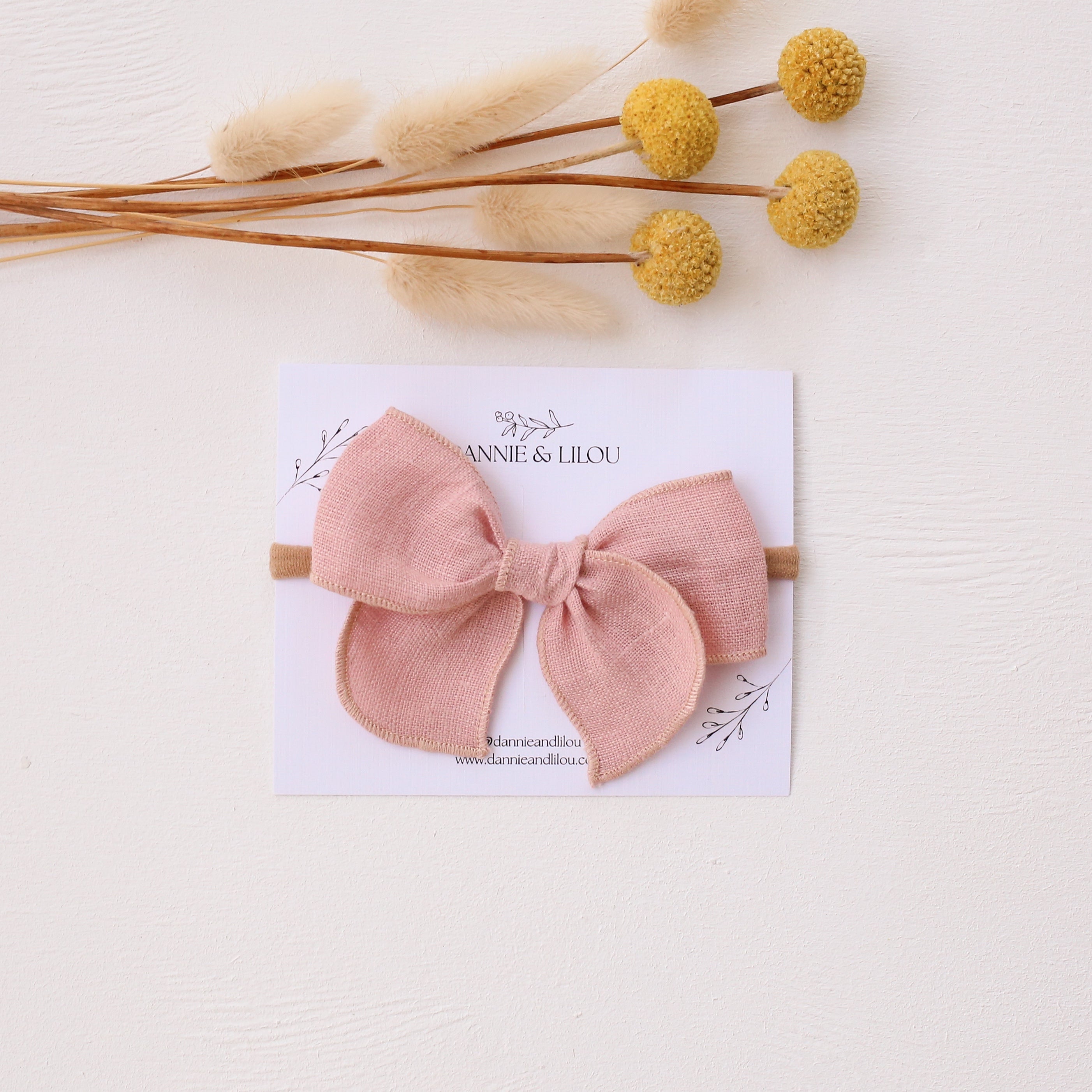 Mini Whimsy Hair Bow in Powder Linen