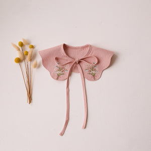 Powder Linen Detachable Petal Collar with “Daisy Bouquet” Embroidery